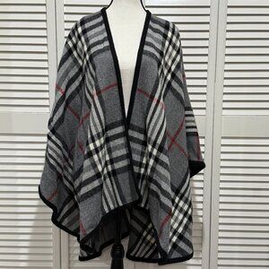 Fraas The Scarf Company Plaid Shawl Wrap – Gray/Black/Red Check, One Size
